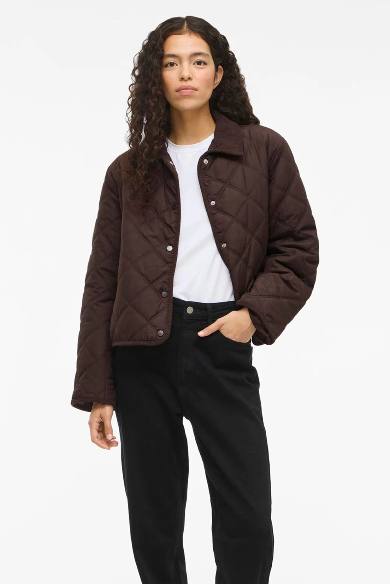 Mujer Vila Chaquetas|Plumíferos Y Acolchados>Abrigo acolchado guateado con cuello de pana