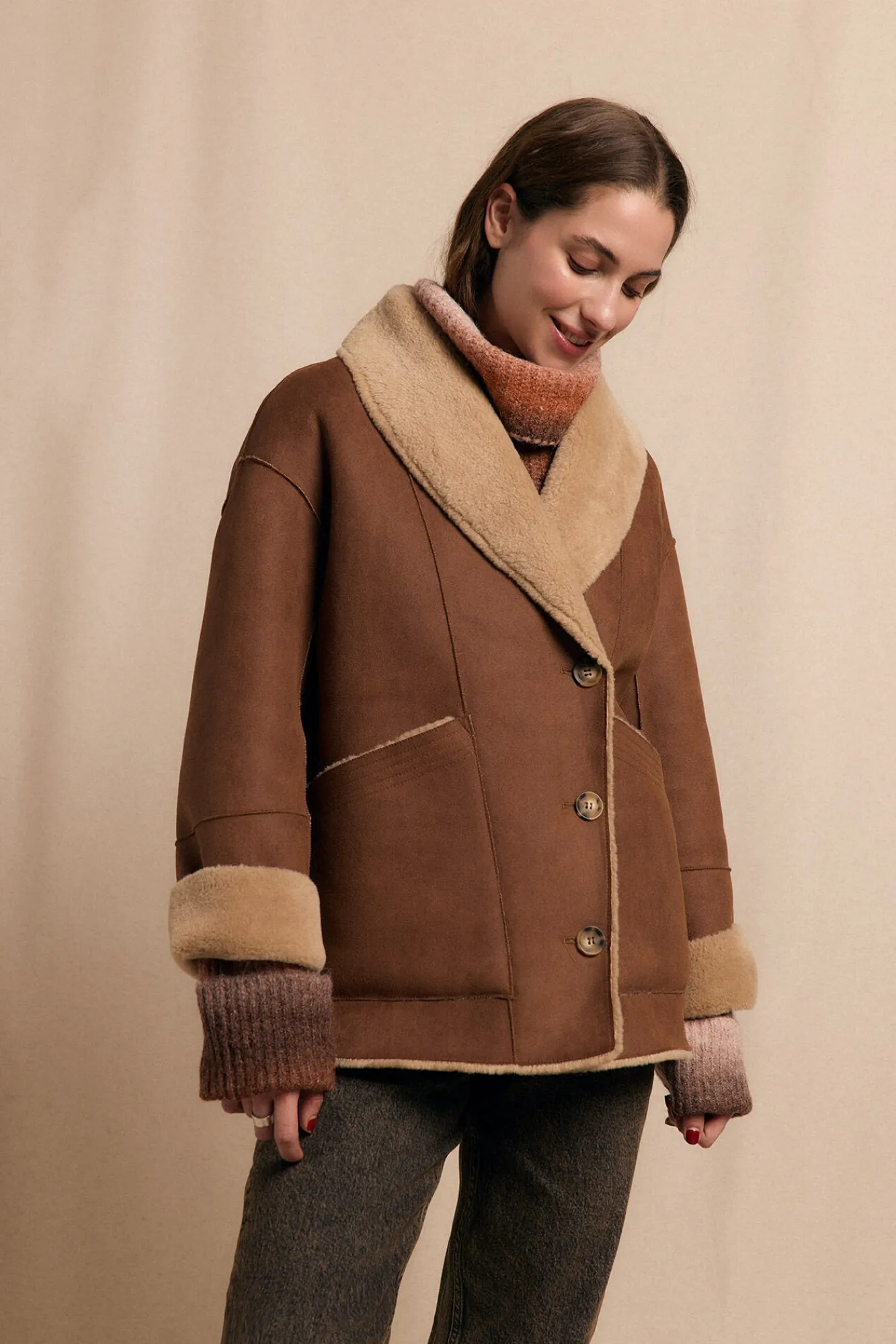 Mujer Slowlove Abrigos>Abrigo corto efecto doble faz