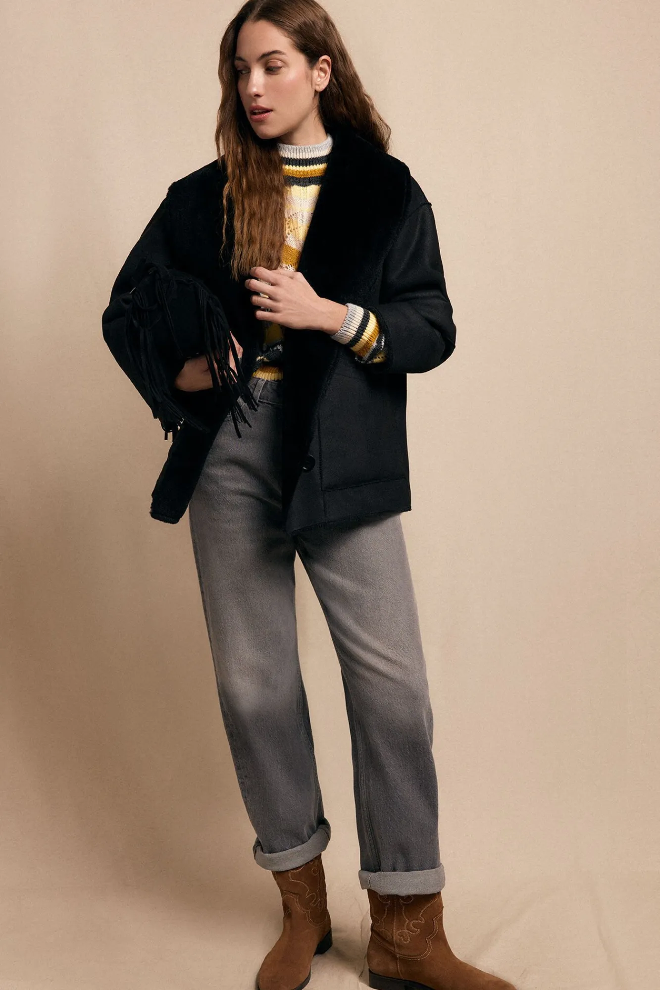 Mujer Slowlove Abrigos>Abrigo corto efecto doble faz