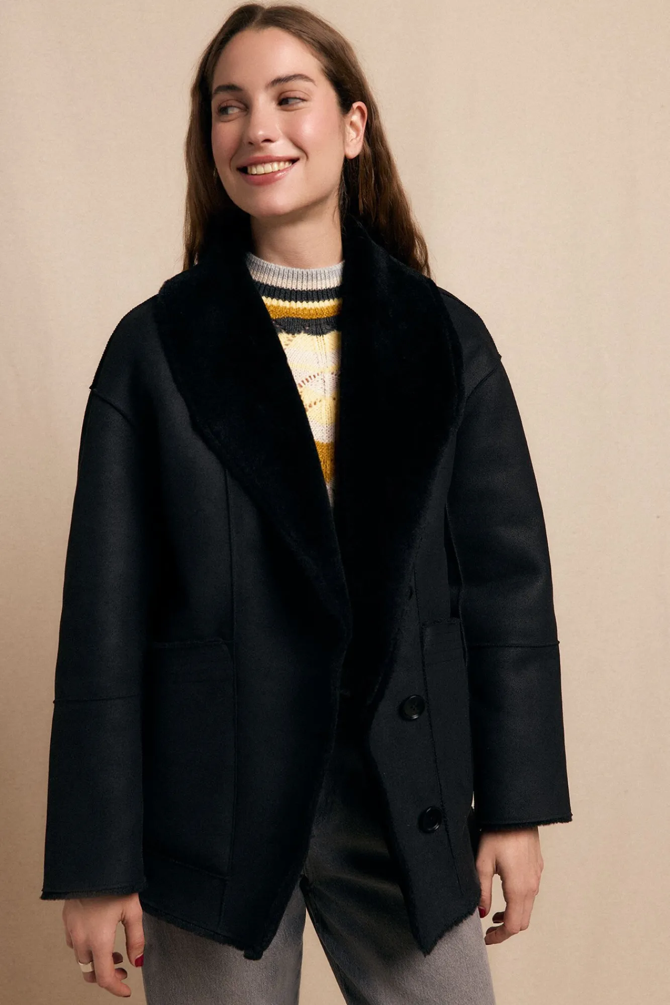 Mujer Slowlove Abrigos>Abrigo corto efecto doble faz