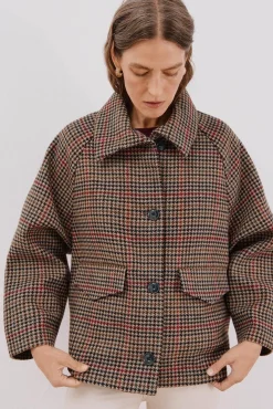 Mujer Cortefiel Abrigos>Abrigo corto tejido cuadros