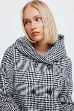 Mujer Springfield Abrigos>Abrigo cuadros botones capucha