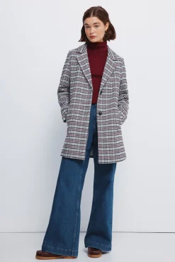 Mujer Springfield Abrigos>Abrigo cuadros cuello solapa