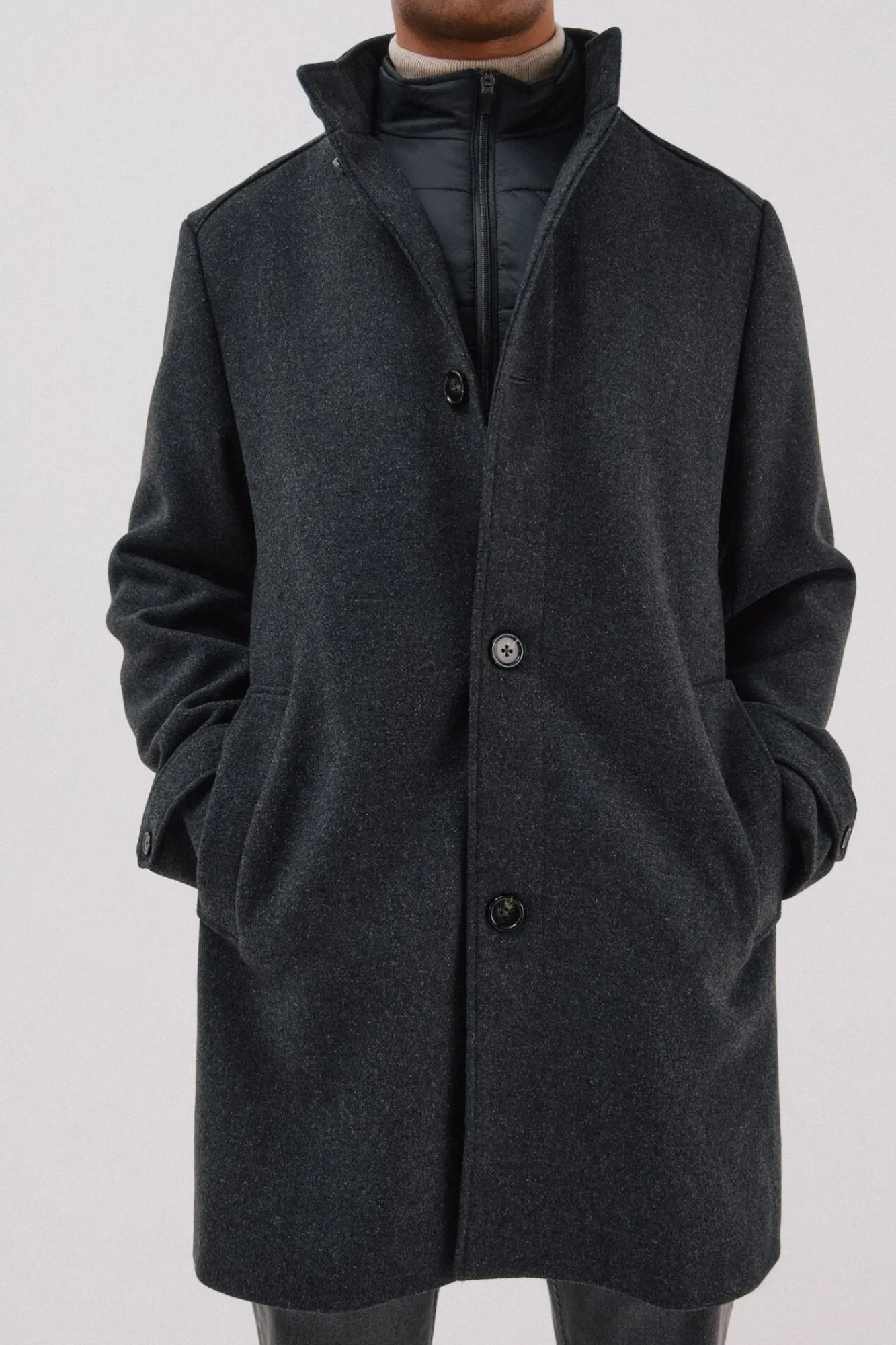 Hombre Cortefiel Abrigos>Abrigo cuello tira estructura