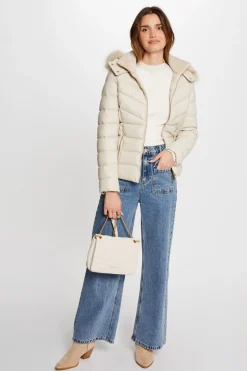 Mujer Morgan Chaquetas|Plumíferos Y Acolchados>Abrigo cuero sintético capucha