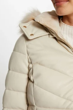 Mujer Morgan Chaquetas|Plumíferos Y Acolchados>Abrigo cuero sintético capucha