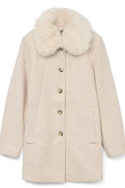 Mujer Vero Moda Curve Chaquetas|Abrigos>Abrigo de paño cuello de pelo talla grande