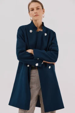 Mujer Cortefiel Abrigos>Abrigo doble cruce botón dorado