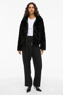 Mujer Vila Chaquetas|Abrigos>Abrigo efecto pelo con cremallera