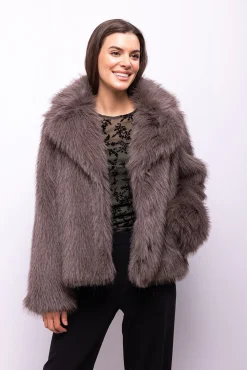 Mujer Object Abrigos>Abrigo efecto pelo con solapas