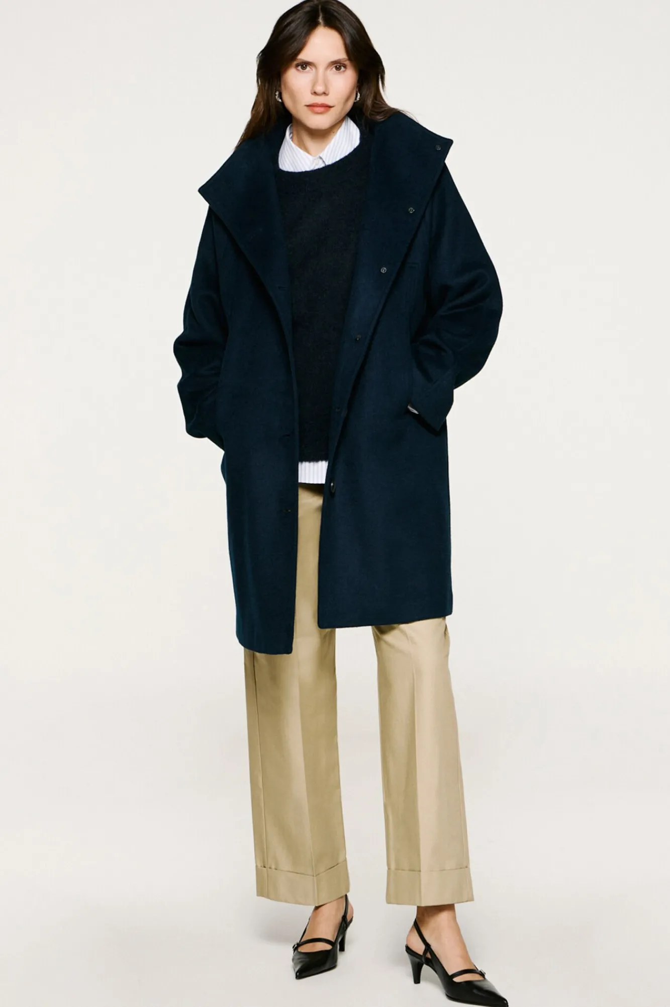 Mujer Selected Chaquetas|Abrigos>Abrigo lana cuello chimenea.