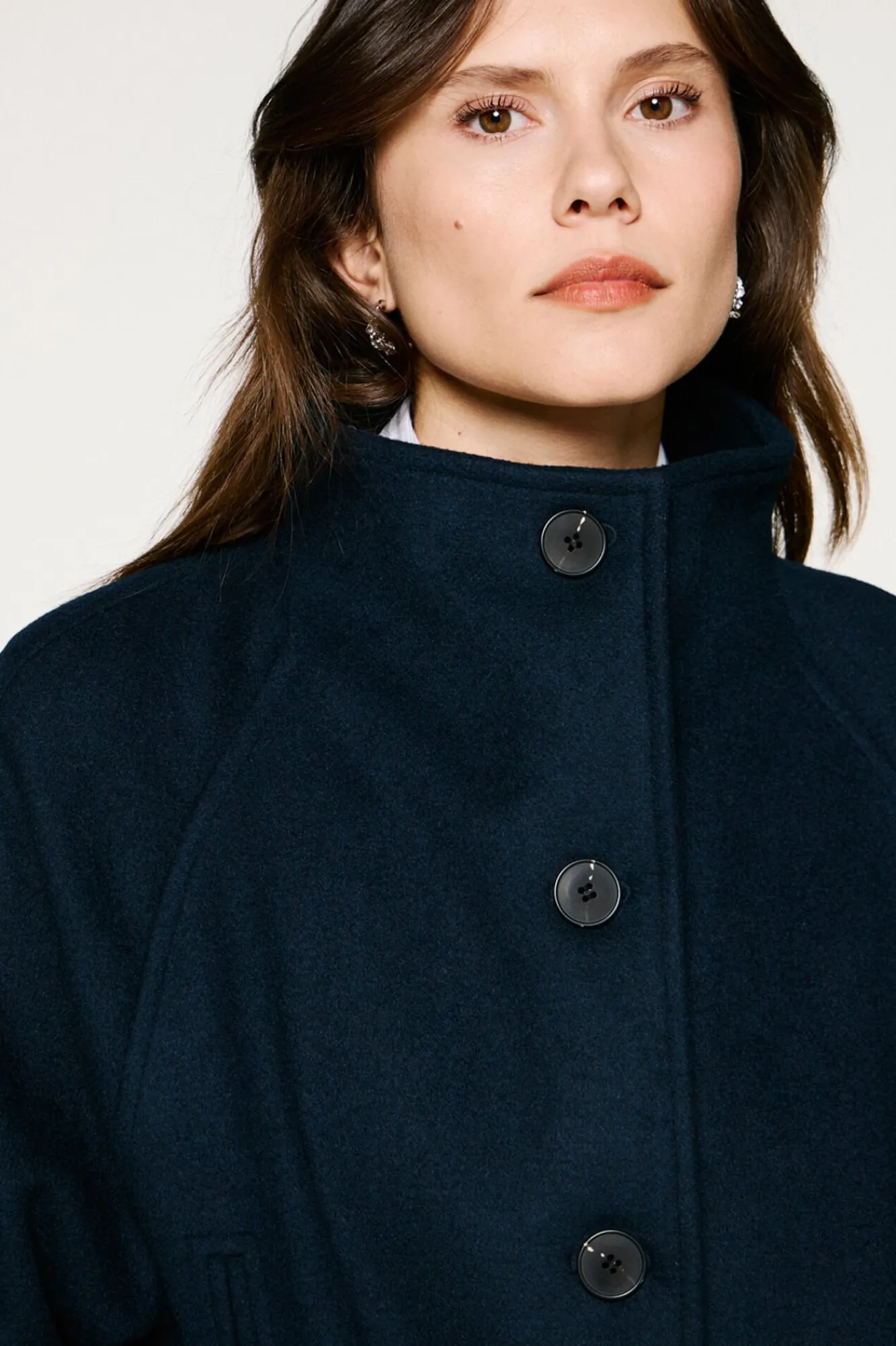 Mujer Selected Chaquetas|Abrigos>Abrigo lana cuello chimenea.