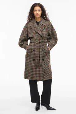 Mujer Vila Chaquetas|Abrigos>Abrigo largo de lana con cuadros