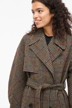 Mujer Vila Chaquetas|Abrigos>Abrigo largo de lana con cuadros