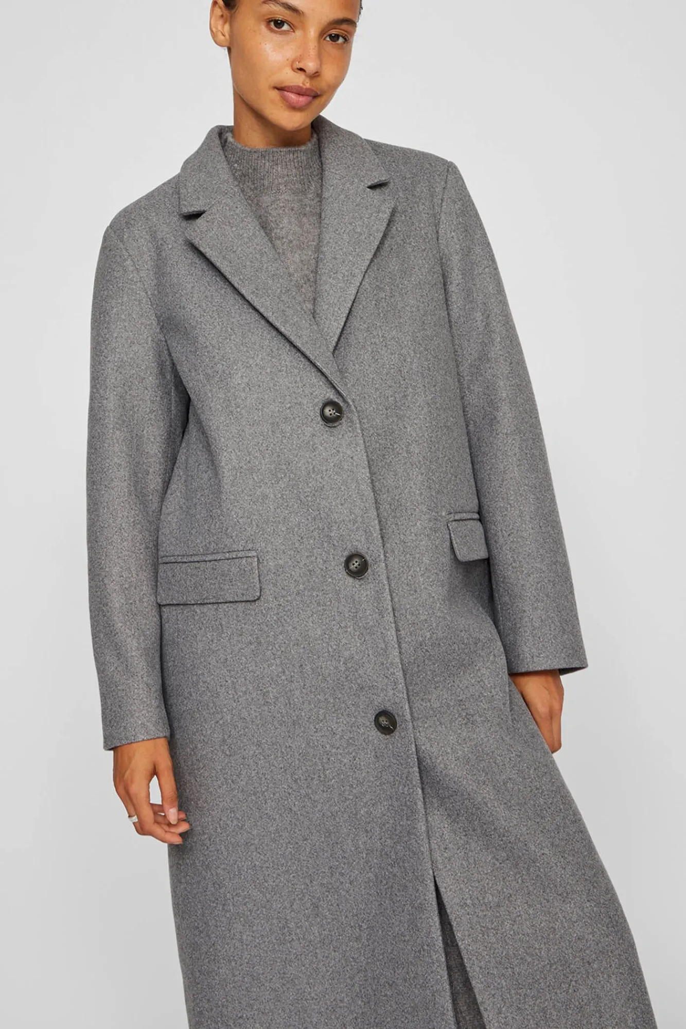 Mujer Vila Chaquetas|Abrigos>Abrigo largo de paño con solapas