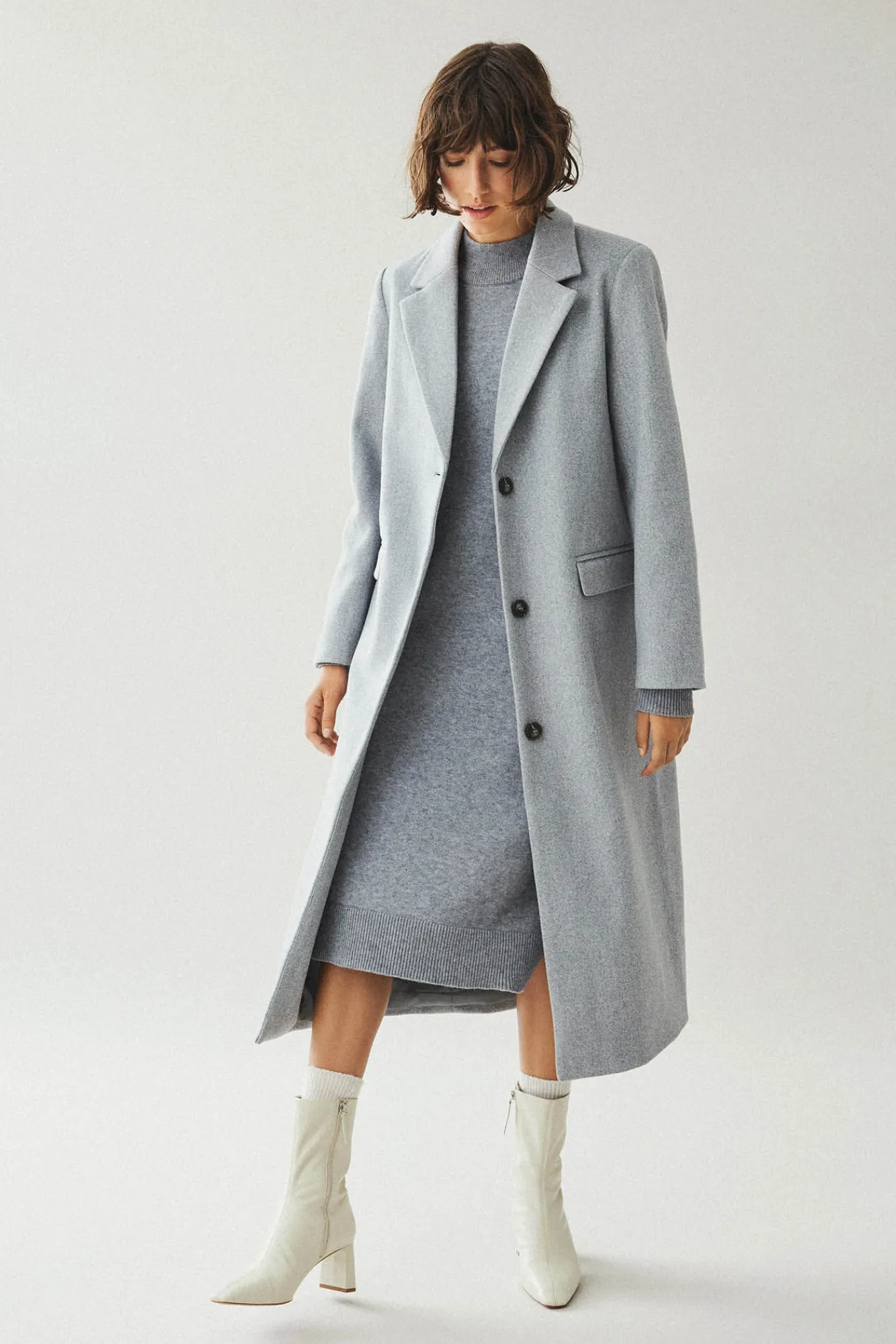 Mujer Vila Chaquetas|Abrigos>Abrigo largo de paño con solapas