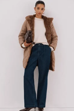 Mujer Cortefiel Plumíferos Y Acolchados|Abrigos>Abrigo largo reversible efecto pelo