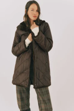 Mujer Cortefiel Plumíferos Y Acolchados|Abrigos>Abrigo largo reversible efecto pelo