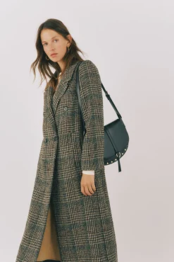 Mujer Cortefiel Abrigos>Abrigo largo tejido cuadros