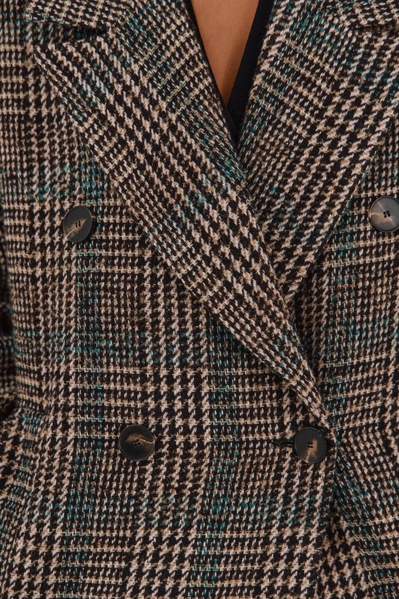 Mujer Cortefiel Abrigos>Abrigo largo tejido cuadros