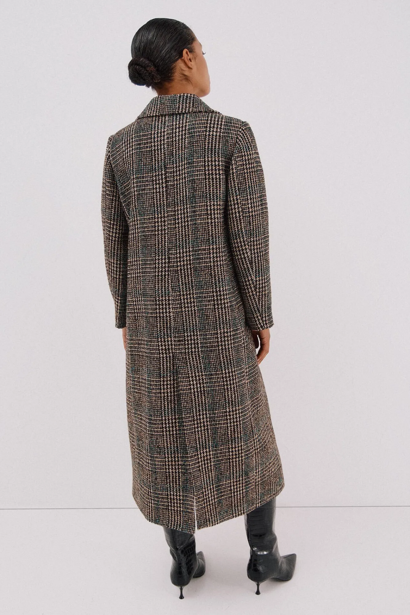 Mujer Cortefiel Abrigos>Abrigo largo tejido cuadros