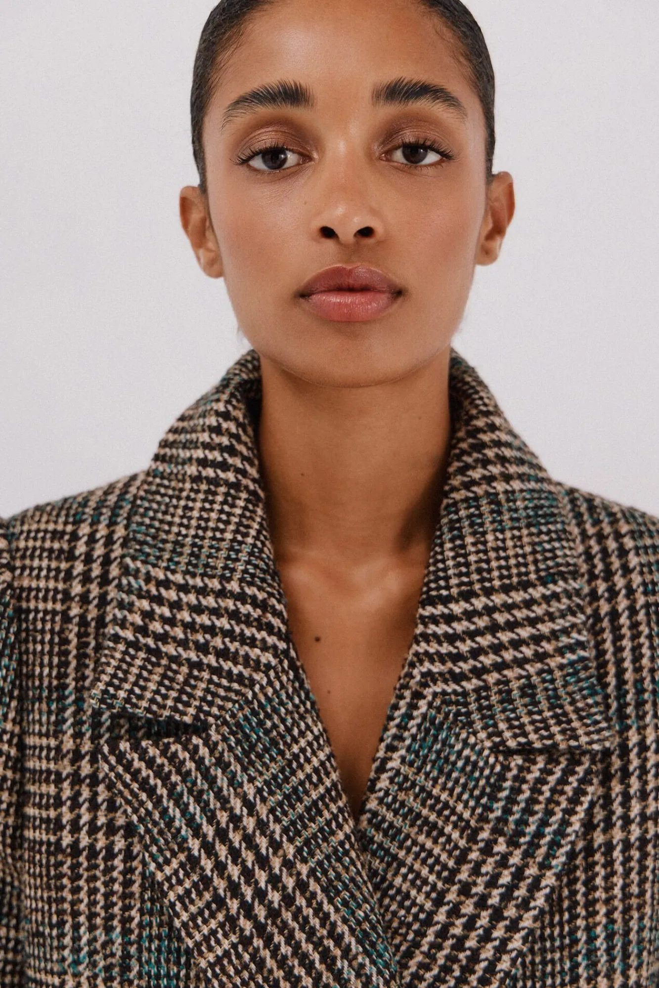 Mujer Cortefiel Abrigos>Abrigo largo tejido cuadros