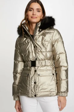 Mujer Morgan Chaquetas|Plumíferos Y Acolchados>Abrigo metalizado con capucha