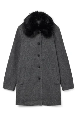 Mujer Vero Moda Chaquetas|Abrigos>Abrigo midi de paño cuello de pelo