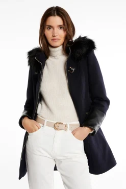 Mujer Morgan Chaquetas|Abrigos>Abrigo recto con cremallera y capucha