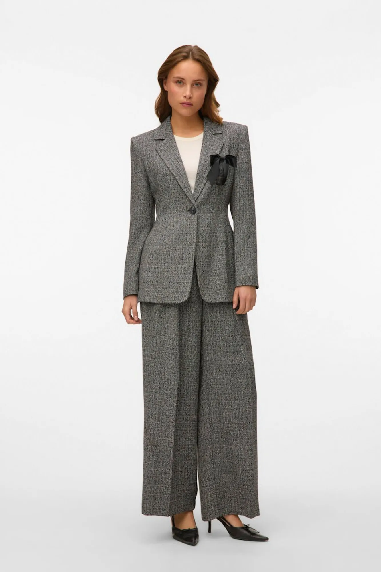 Mujer Vero Moda Trajes|Blazers>Americana larga efecto jaspeado