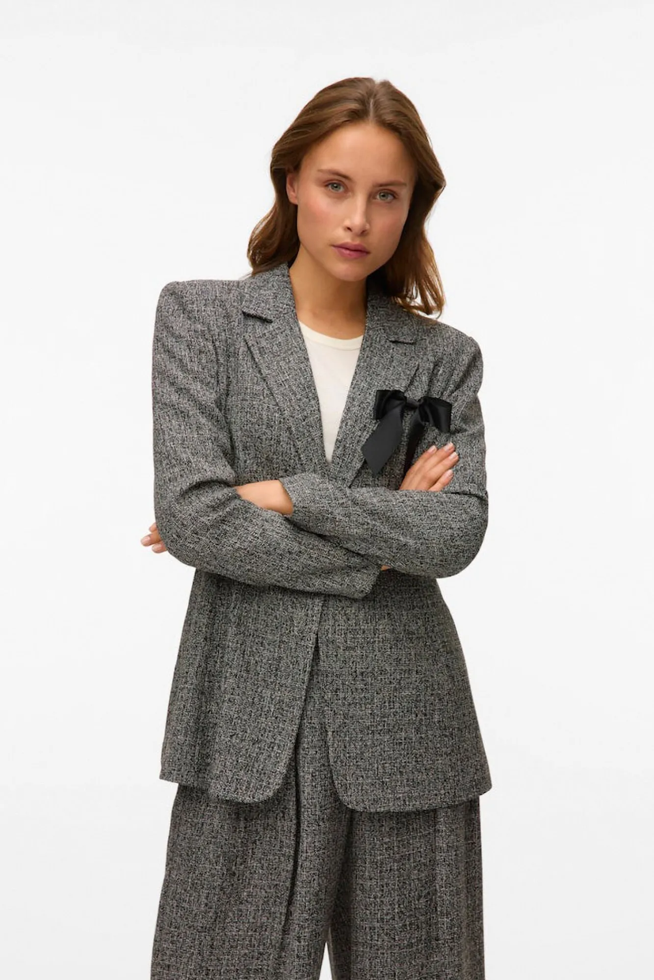 Mujer Vero Moda Trajes|Blazers>Americana larga efecto jaspeado