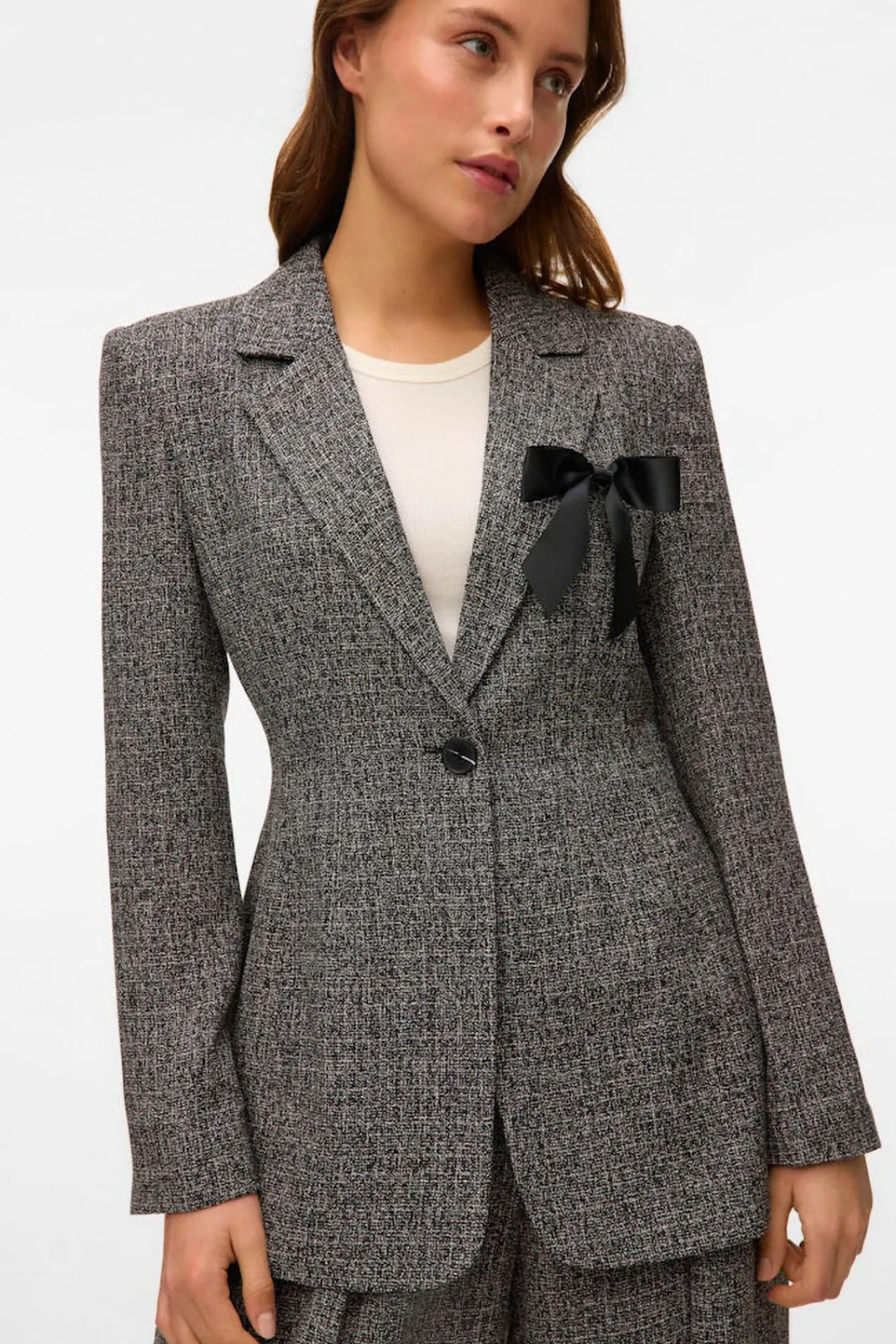 Mujer Vero Moda Trajes|Blazers>Americana larga efecto jaspeado