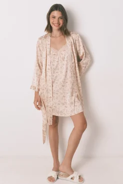 Mujer Women'secret Batas>Bata holgada midi satén flor