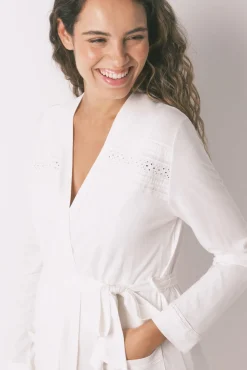 Mujer Women'secret Batas|Premamá>Bata larga "maternity" algodón blanco