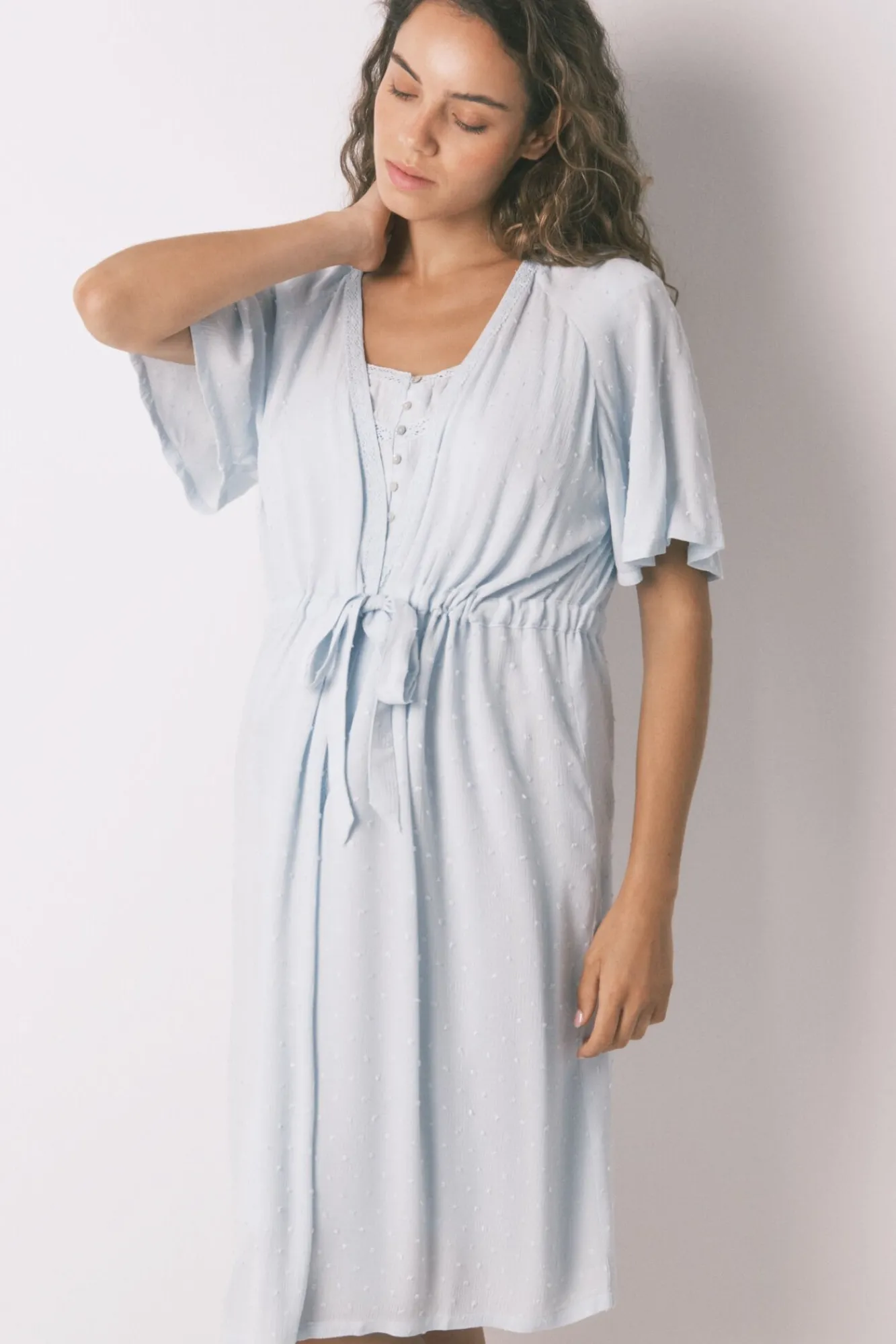 Mujer Women'secret Premamá|Batas>Bata larga "maternity" manga corta viscosa verde