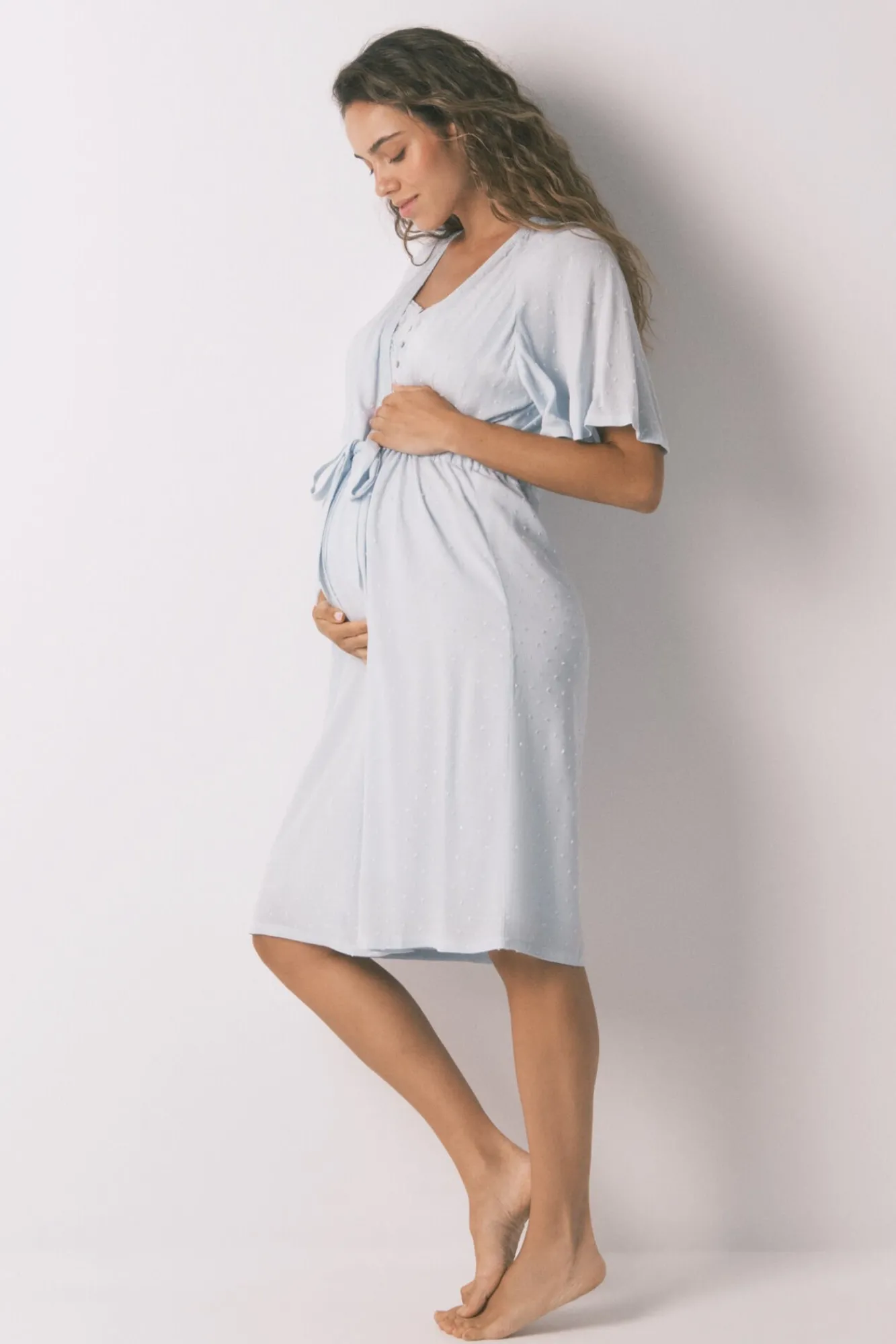 Mujer Women'secret Premamá|Batas>Bata larga "maternity" manga corta viscosa verde