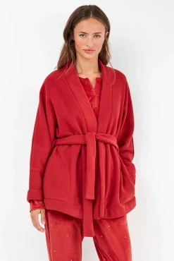 Mujer Gisela Batas>Bata pelo color rojo