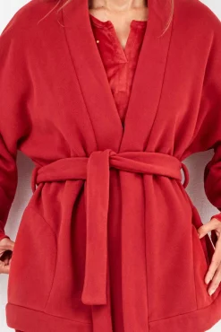 Mujer Gisela Batas>Bata pelo color rojo