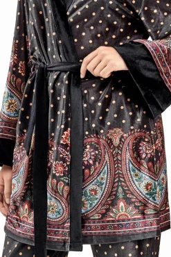 Mujer Gisela Batas>Bata tipo kimono terciopelo