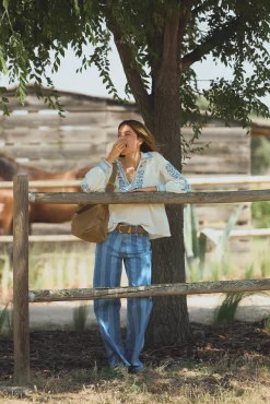 Mujer Hoss Intropia Vaqueros>Blanca. Vaqueros a rayas