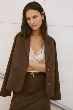 Mujer Vila Blazers>Blazer de ante con botones