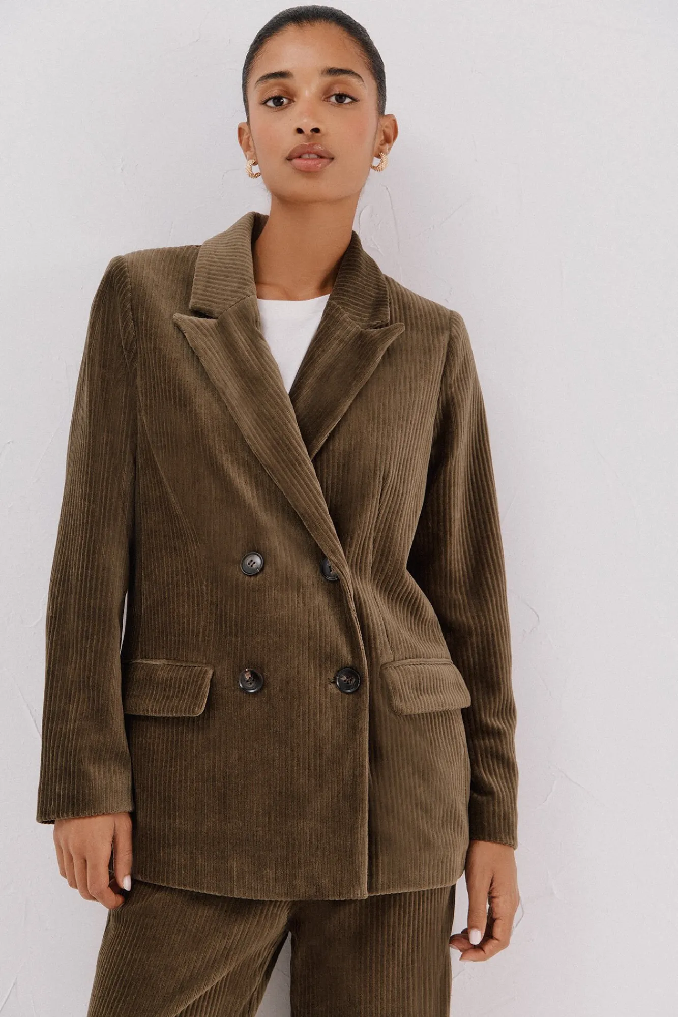 Mujer Cortefiel Trajes|Blazers>Blazer de mujer cruzada de pana