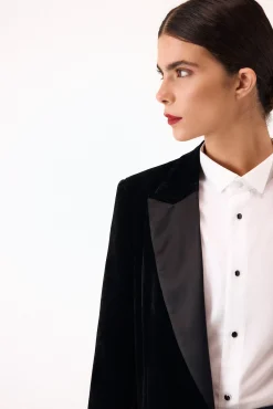 Mujer Pedro del Hierro Blazers>Blazer de terciopelo y satén