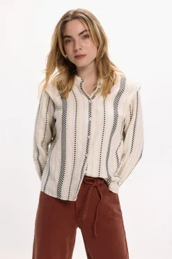 Mujer Vila Blusas>Blusa con bordados de algodón