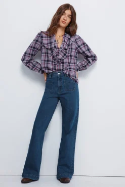 Mujer Springfield Blusas>Blusa cuadros volante