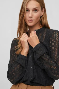 Mujer Vila Blusas>Blusa de encaje con manga larga