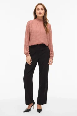 Mujer Vila Blusas>Blusa de manga larga con cuello alto