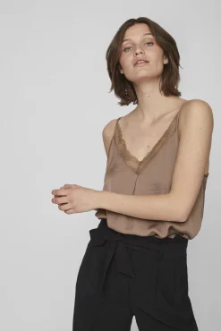 Mujer Vila Blusas>Blusa de tirantes ajustables fluida