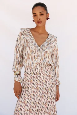 Mujer Cortefiel Blusas>Blusa estampada volantes