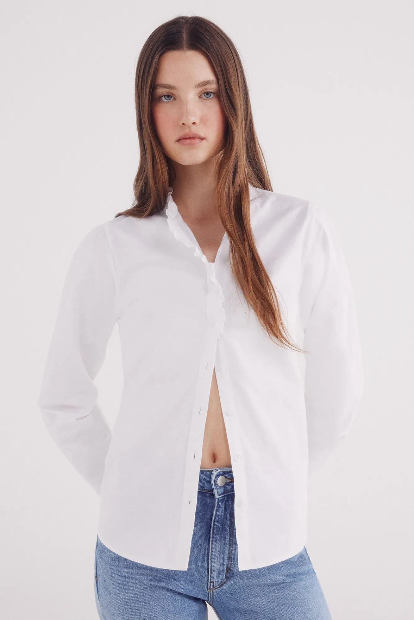 Mujer Springfield Blusas>Blusa Oxford cuello volante
